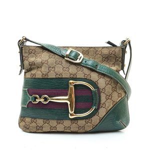 Auth Gucci Horsebit Crossbody Bag Green #8000G13